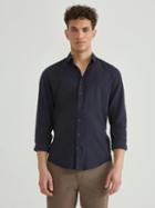 Frank + Oak Supersoft Cotton-blend Shirt In Navy Blue