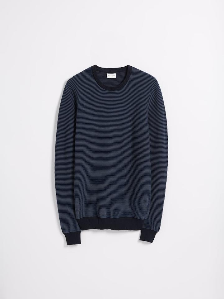 Frank + Oak Ottoman-knit Cotton Crewneck Pullover In Navy