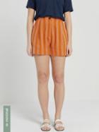 Frank + Oak Good Cotton High-waisted Striped Short In Orange