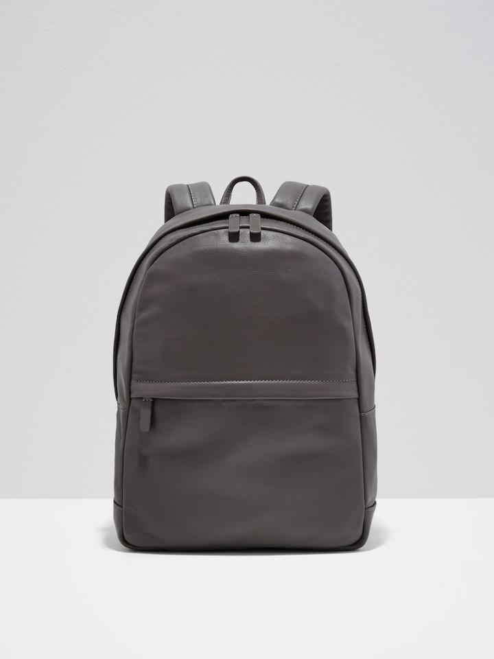 Frank + Oak Leather Backpack In Grey