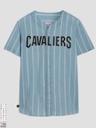 Frank + Oak Cleveland Cavaliers Summer-denim Short-sleeve Shirt In Striped Indigo