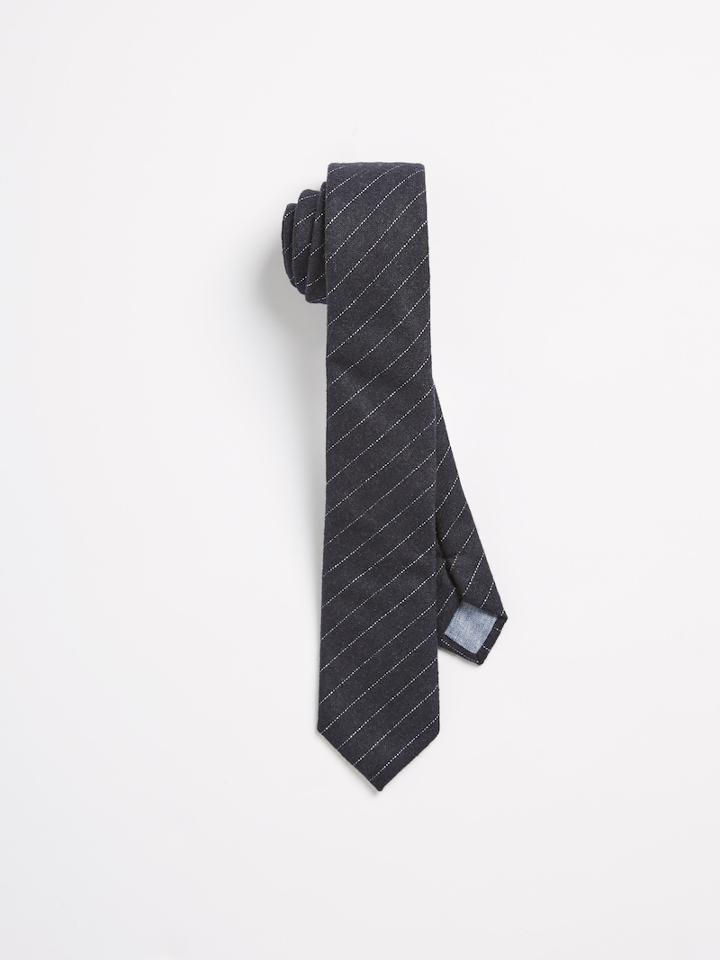 Frank + Oak Mini Striped Wool Slim Tie - Navy