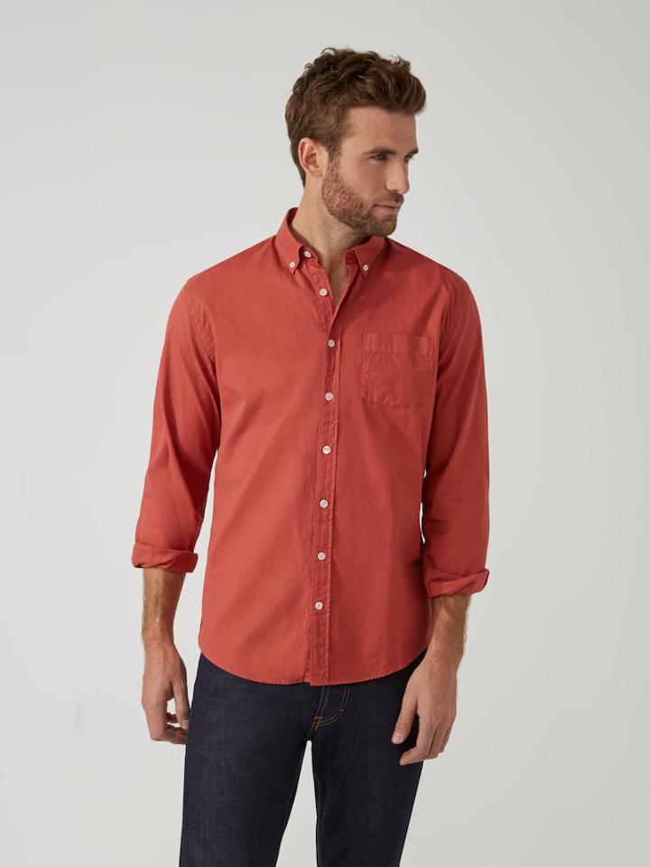 Frank + Oak Garment-dyed Lightweight Oxford Shirt In Fig