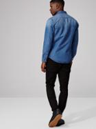 Frank + Oak Marfa Slim Fit Washed Denim Shirt In Blue