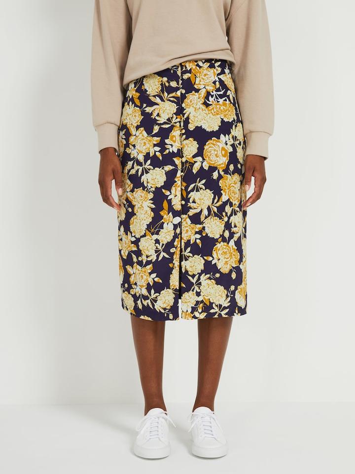 Frank + Oak Silk-viscose Printed Wrap Skirt - Yellow