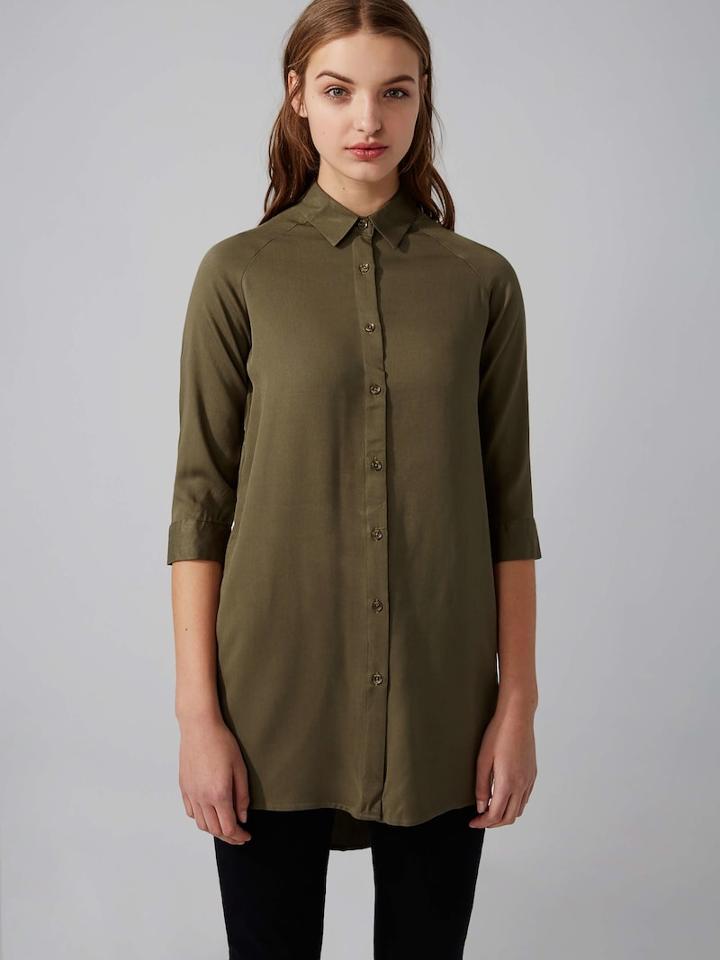 Frank + Oak Popover Fluid Shirt In Military Green