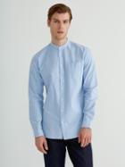 Frank + Oak Band-collar Jasper Oxford Shirt In Light Blue