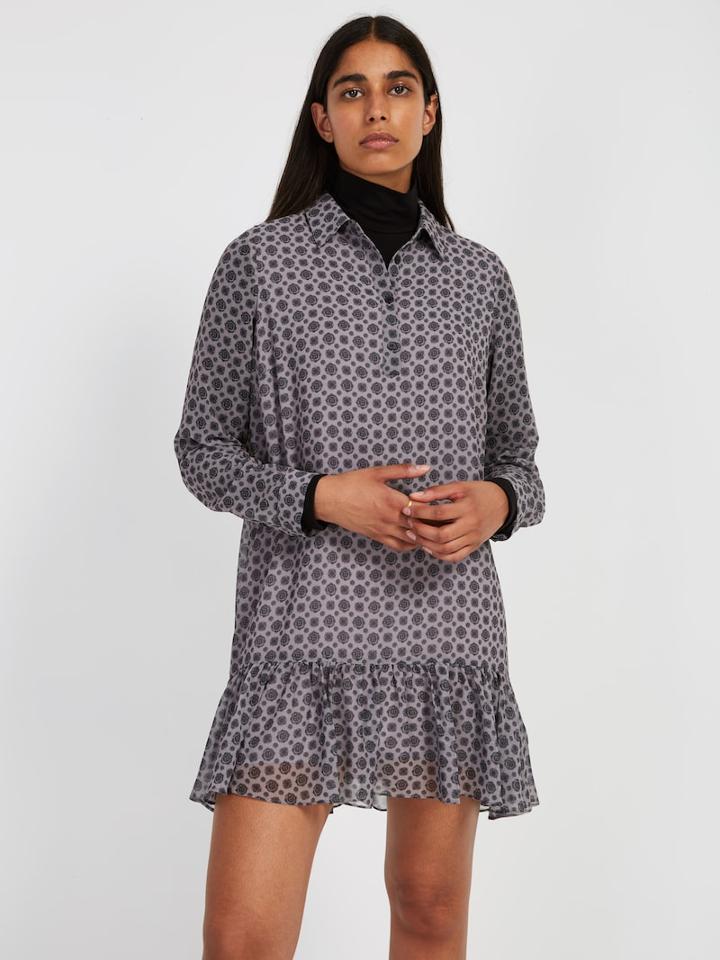 Frank + Oak Printed Polo Chiffon Dress - Raindrop