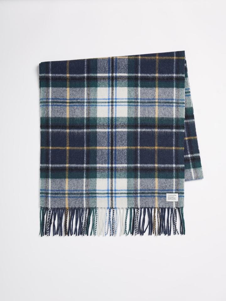 Frank + Oak Wool Woven Scarf - Navy Tartan