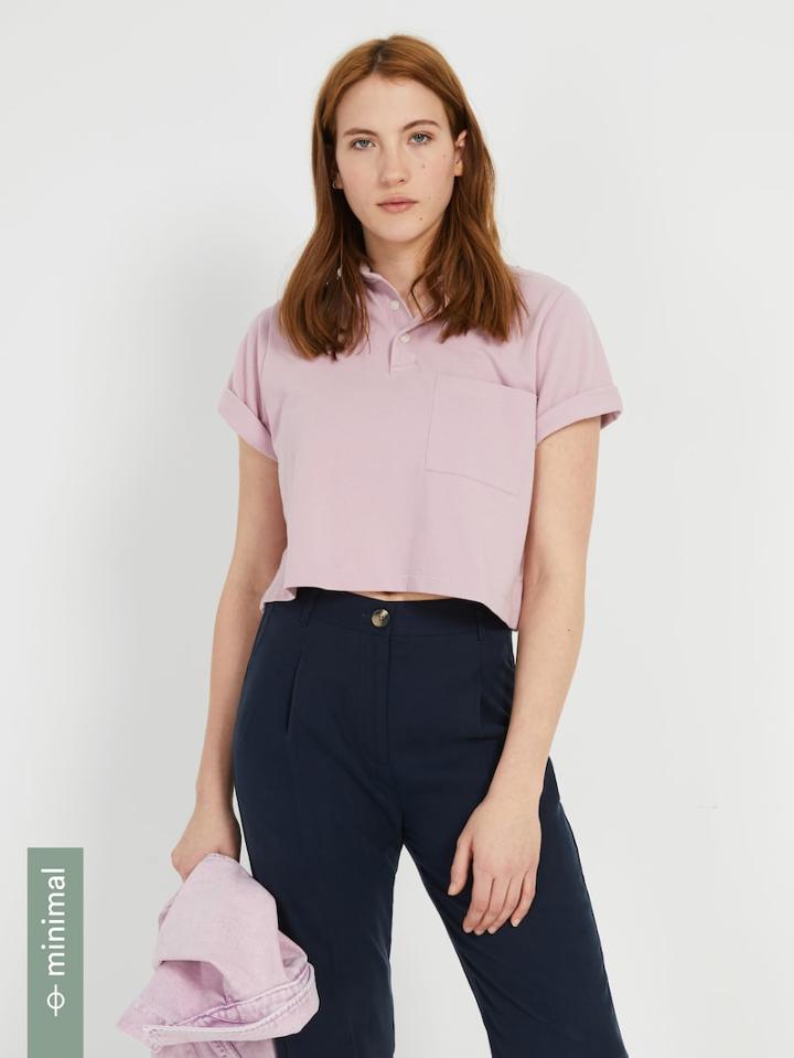 Frank + Oak Wide Collar Polo Shirt - Lillac