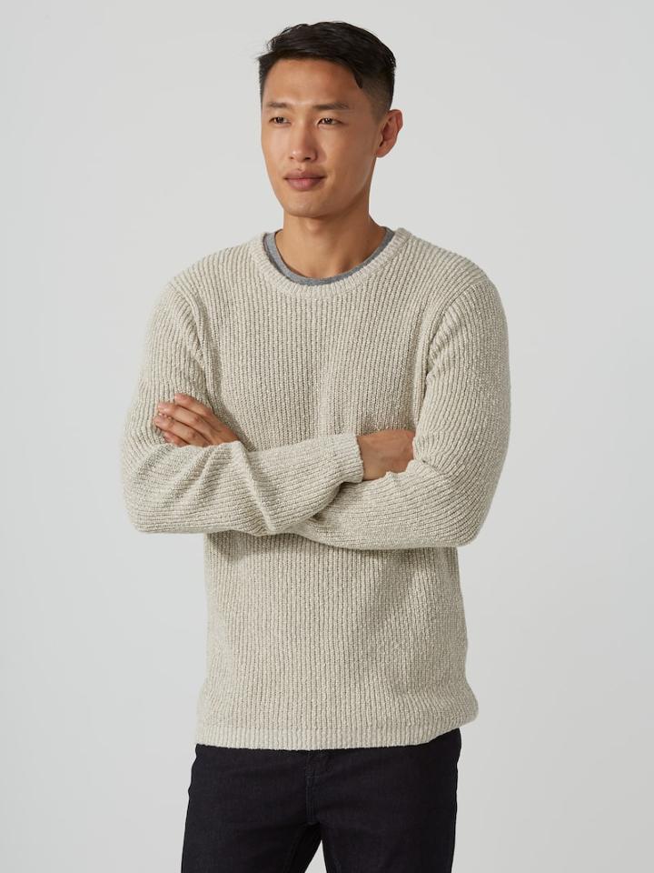 Frank + Oak Twisted Cotton-blend Sweater In Mixed White