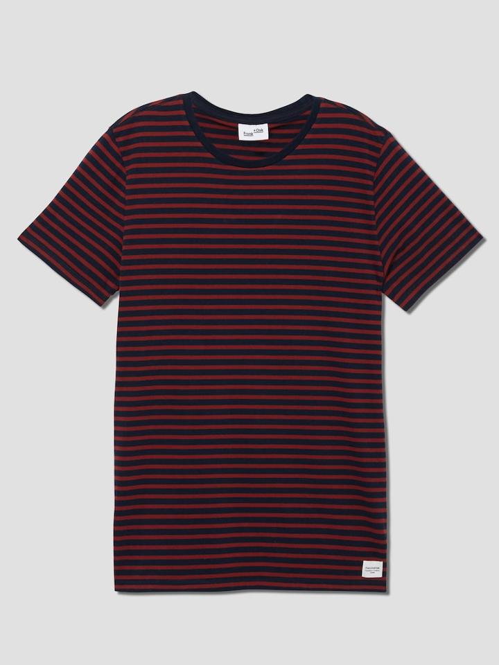 Frank + Oak Striped Cotton T-shirt In Sapphire And Russet