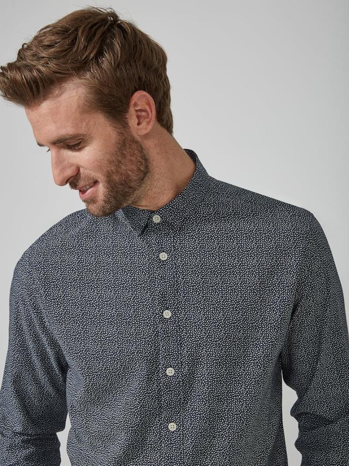 Frank + Oak Supersoft Cotton-blend Print Shirt In Night Sky