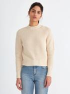 Frank + Oak Ribbed-cotton Crewneck Sweater In Off-white