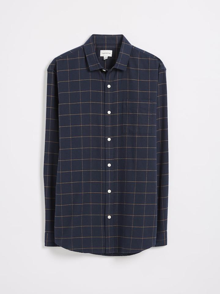 Frank + Oak Windowpane Flannel Shirt - Dark Blue