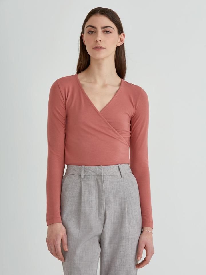 Frank + Oak Wrap Top In Withered Rose