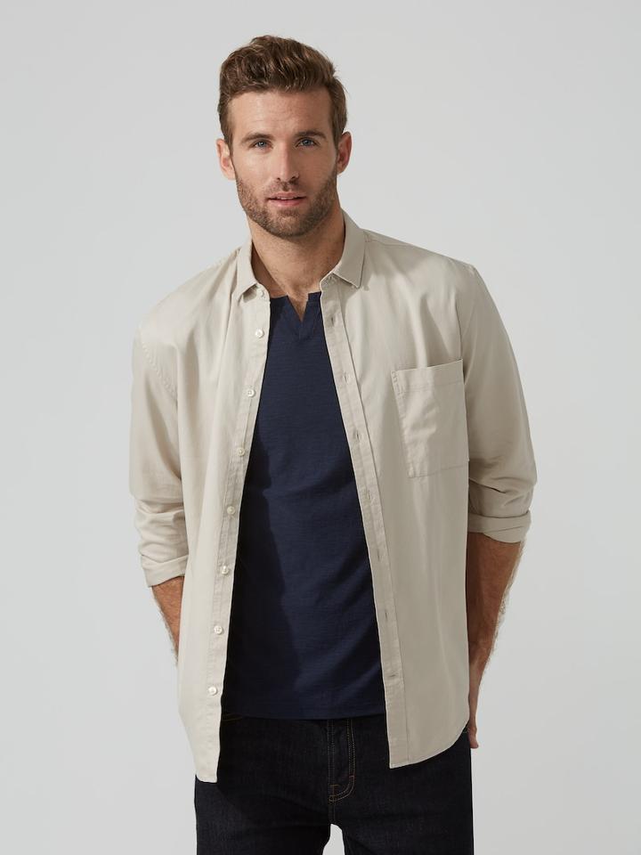 Frank + Oak Supersoft Tencel-cotton Fluid Shirt In Pumice Stone