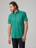 Frank + Oak Supersoft Tencel-cotton Fluid Short-sleeve Shirt In Antique Green
