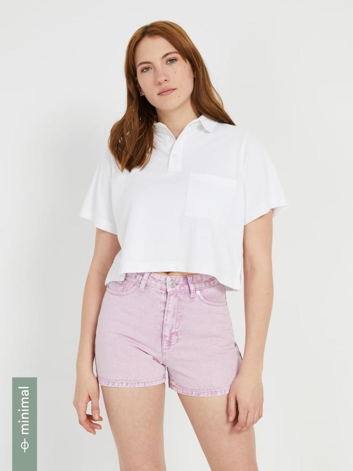 Frank + Oak Wide Collar Polo Shirt - White