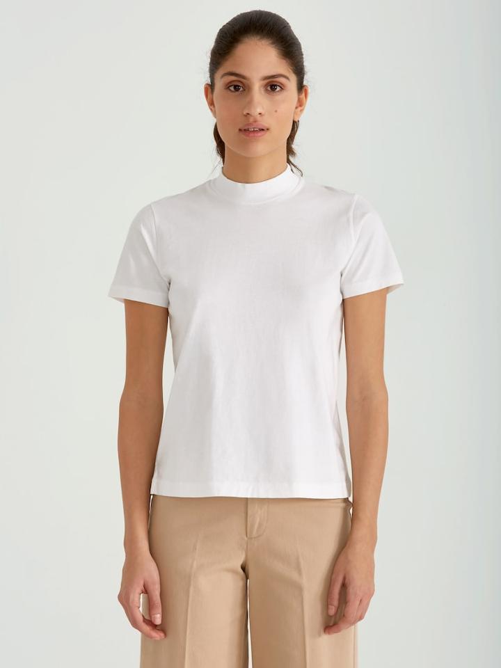 Frank + Oak Mock Neck Tee In Bright White