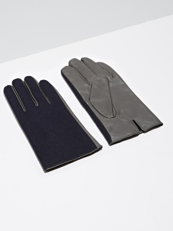 Frank + Oak Wool & Lambskin Gloves In Dark Sapphire