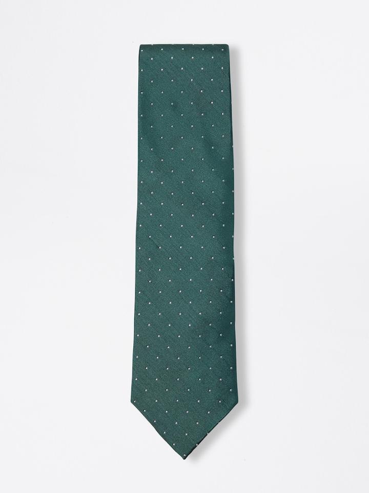 Frank + Oak Silk Polkadot Silm Tie In Balsam Green