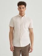 Frank + Oak Short Sleeve Linen Blend Shirt In Amber Light