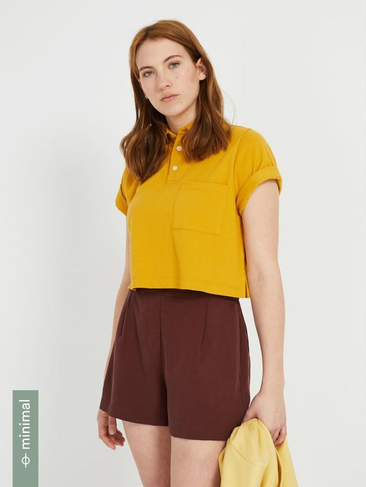 Frank + Oak Wide Collar Polo Shirt - Tawny Olive