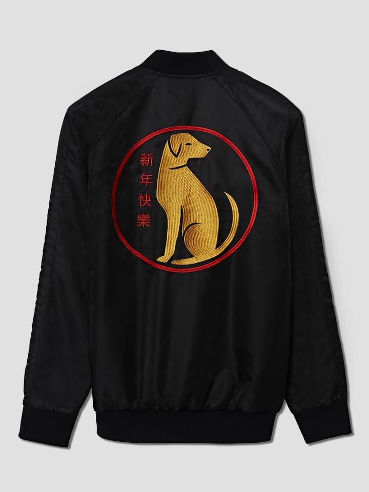 Frank + Oak Good Luck Reversible Bomber Jacket In Black