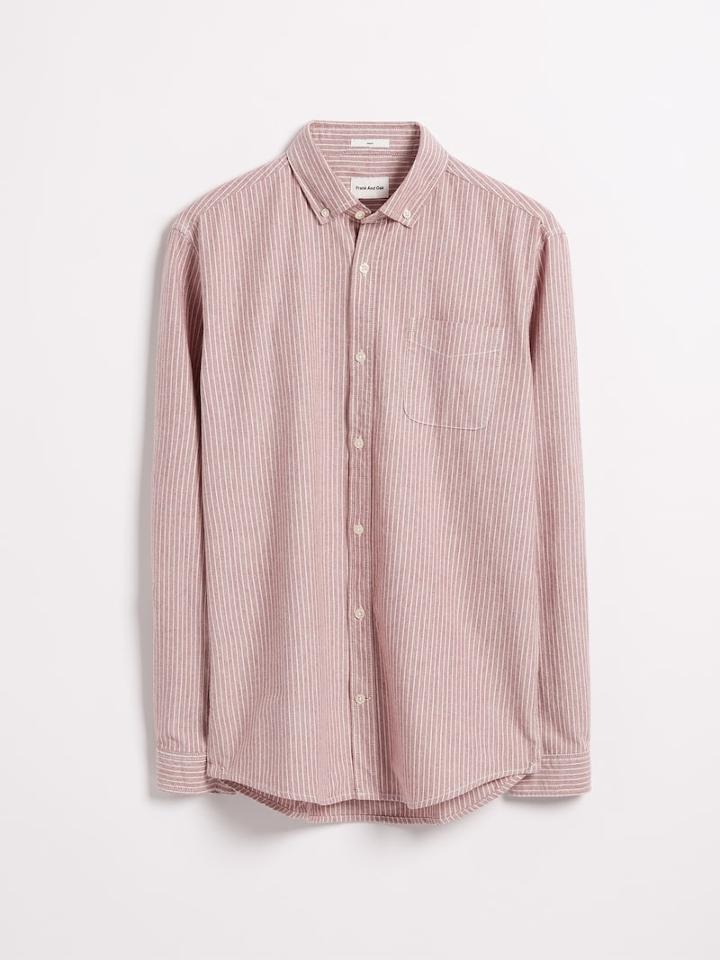 Frank + Oak The Jasper Striped Oxford Shirt In Red