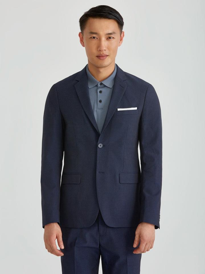 Frank + Oak The Laurier Micro Dot Cotton Blazer In Dark Navy
