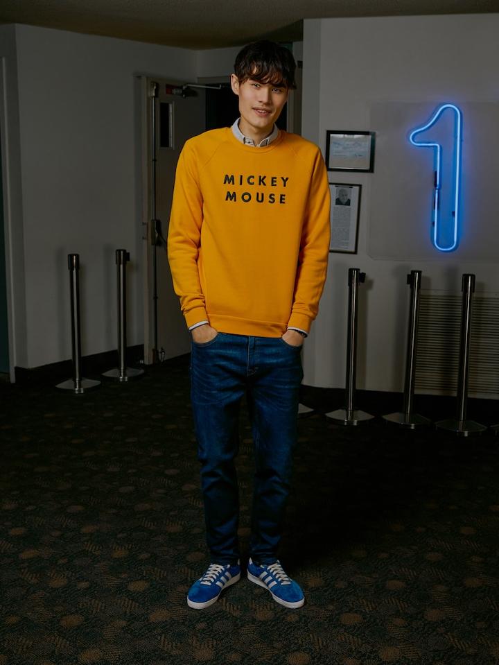 Frank + Oak Mickey Mouse Cotton-blend Crewneck - Mango