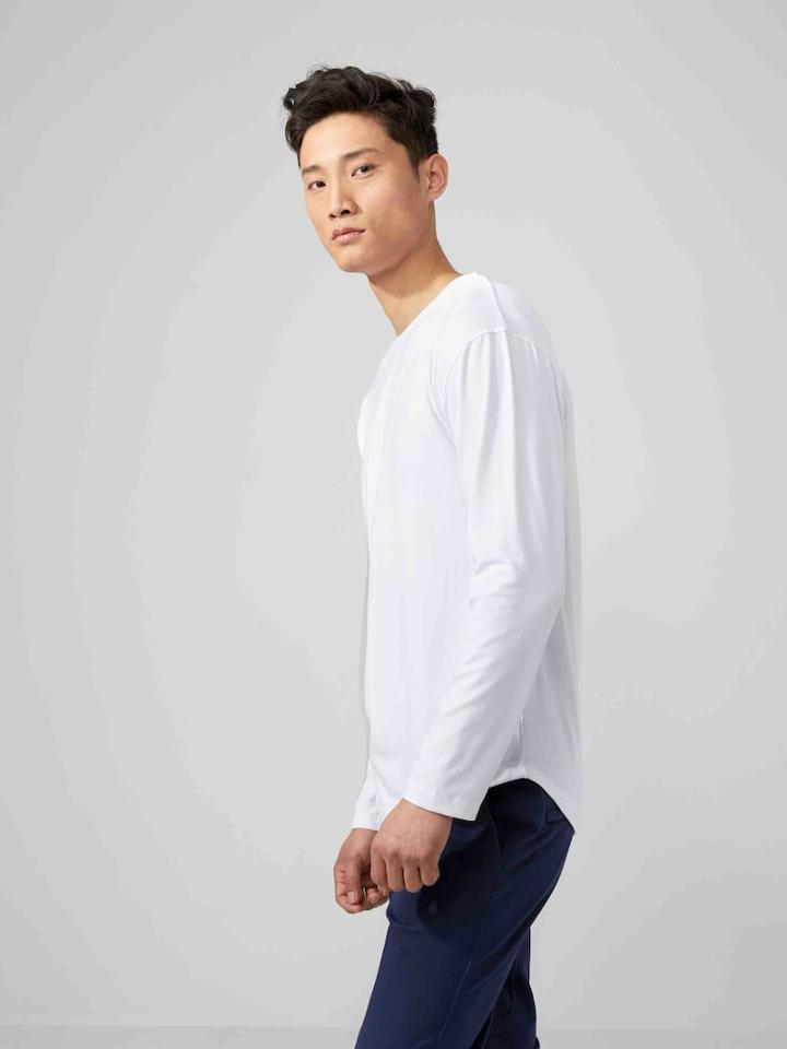 Frank + Oak Sc Drirelease Long-sleeve T-shirt In Bright White