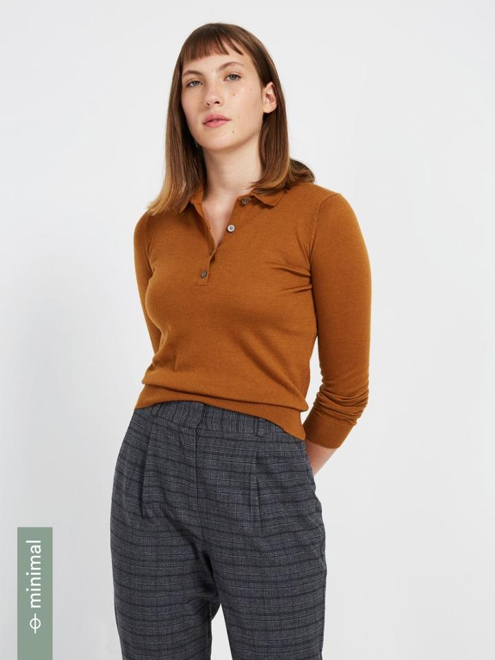 Frank + Oak Machine Washable Merino Polo Sweater In Dark Orange