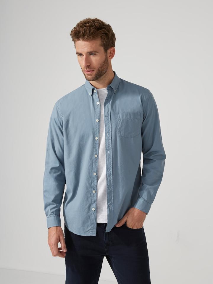 Frank + Oak Garment-dyed Lightweight Oxford Shirt In Citadel