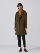 Frank + Oak Double-breasted Cocoon Coat In Military Green