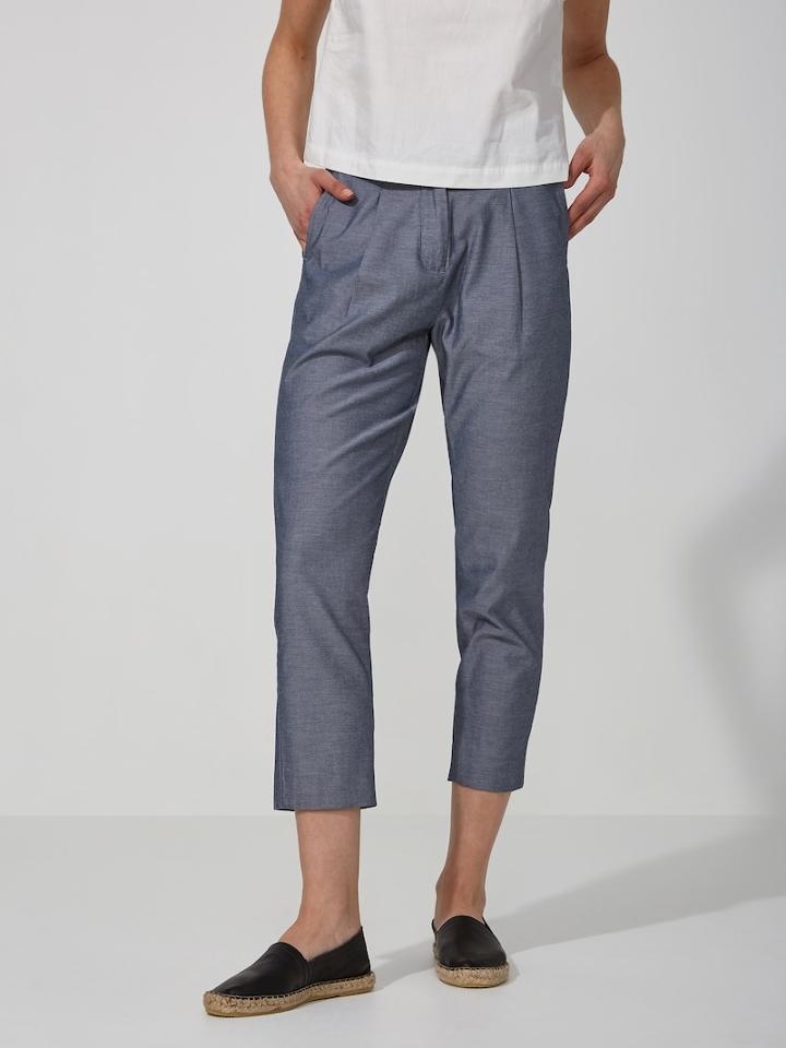 Frank + Oak Straight Cropped Chambray Pant In Vintage Indigo
