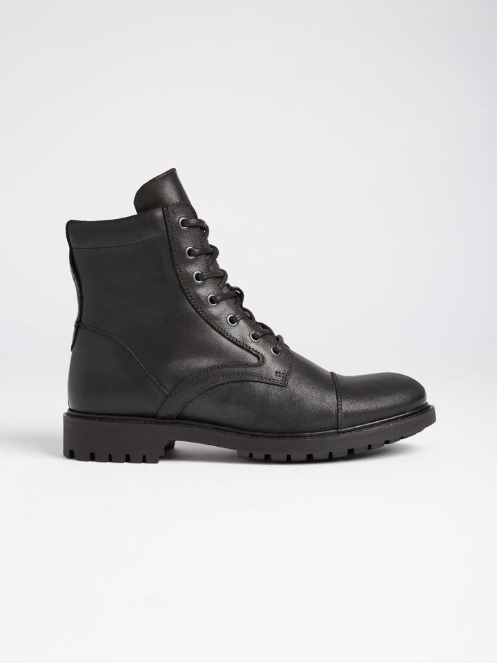 Frank + Oak Oiled Suede Combat Boots In Black