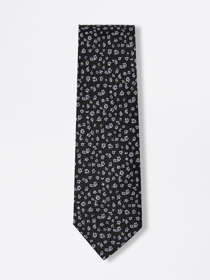 Frank + Oak 2.5 Daisy Print Silk Tie In Black