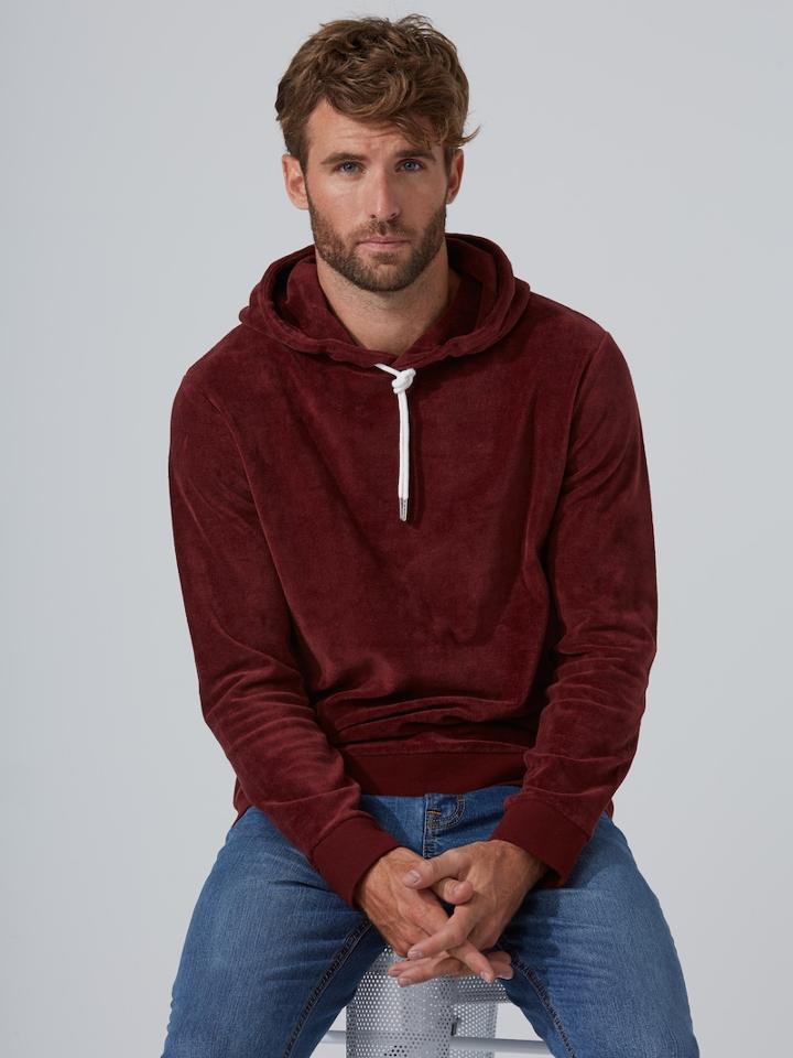 Frank + Oak Washed-velvet Pullover Hoodie In Andorra