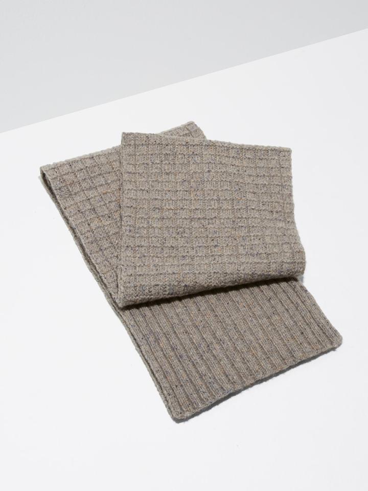 Frank + Oak Donegal-wool Knit Scarf In Oatmeal