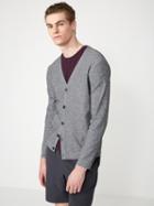 Frank + Oak Liteweave Knit Cardigan In Mixed Grey