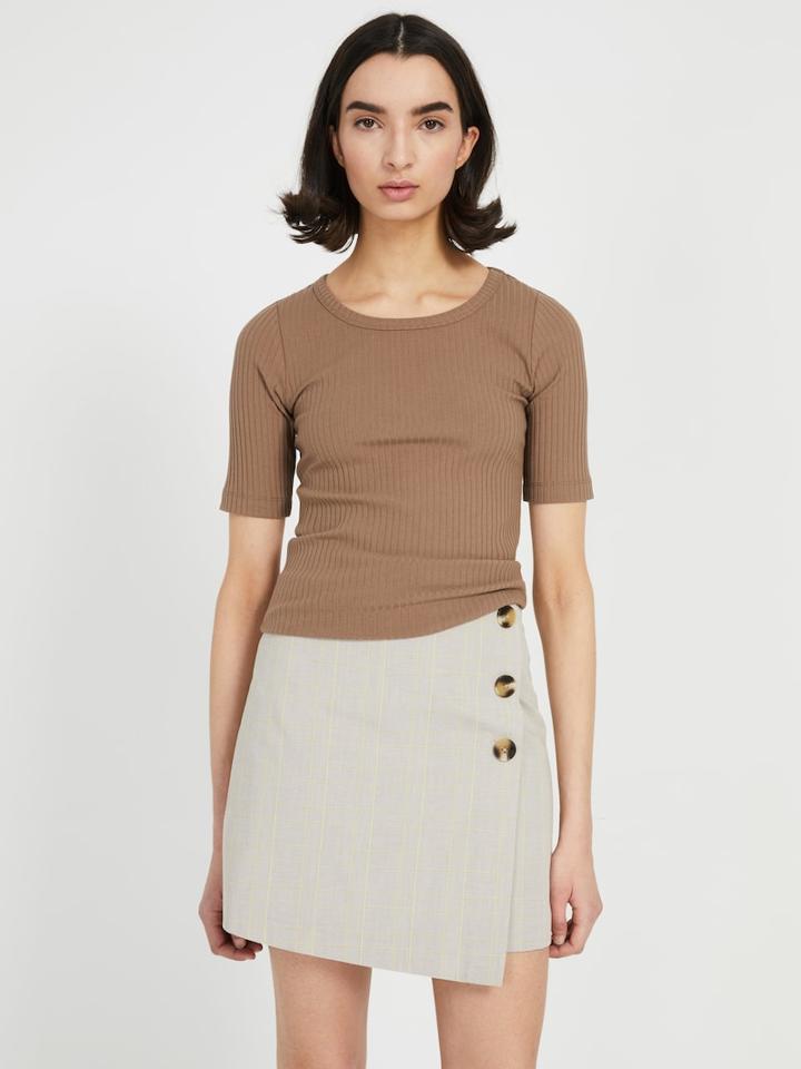 Frank + Oak Mid-sleeved Ribbed Top - Pine Bark