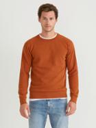 Frank + Oak Good Cotton Fleece Crewneck Pullover In Dark Orange