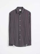 Frank + Oak Super Soft Button-up Shirt - Striped Navy/burgundy