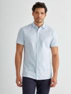 Frank + Oak Mercerized End On End Short-sleeve Shirt With Neps In Baby Blue