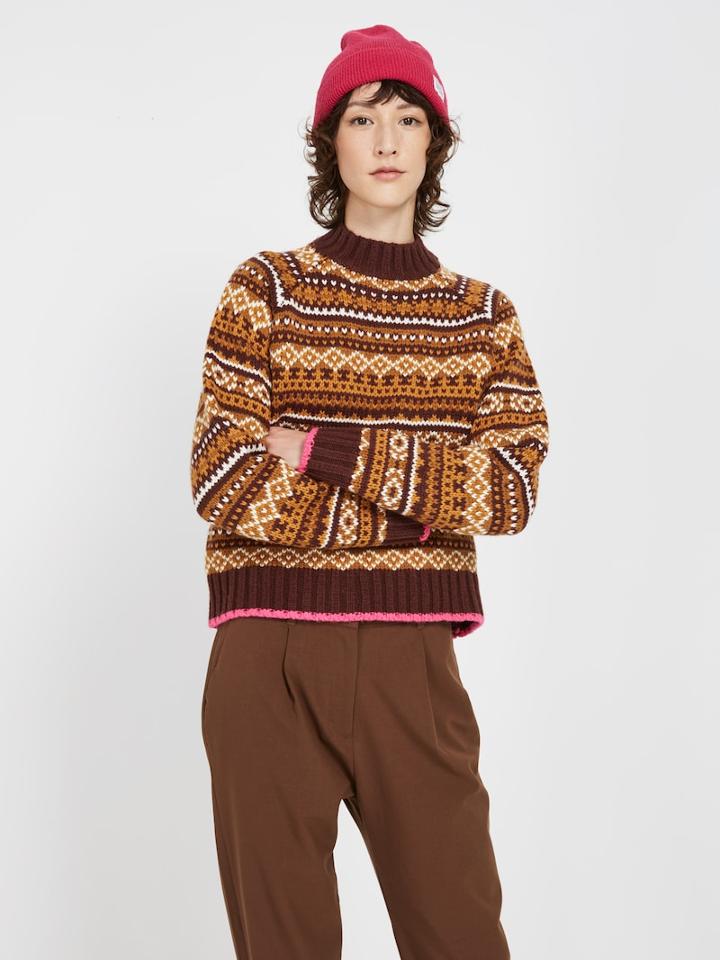 Frank + Oak Wool-blend Fair Isle Sweater - Burgundy