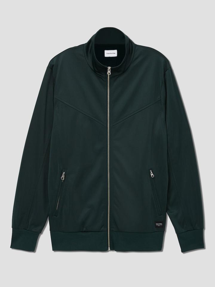 Frank + Oak Classic Full-zip Track Jacket In Green Gables