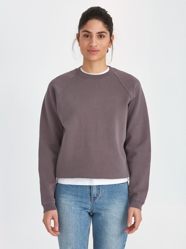 Frank + Oak The Vintage Wash Gym Fleece Crewneck In Dark Lilac