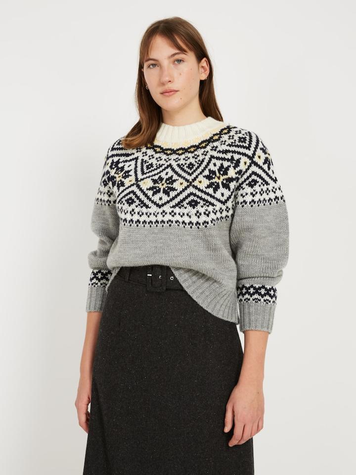 Frank + Oak Fair Isle Wool-blend Sweater - Grey